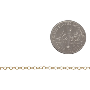 14kt Gold Filled - Rose Gold 1.5mm Width by 2.0mm Length, Flat Cable Chain. Price per: 1 Foot.