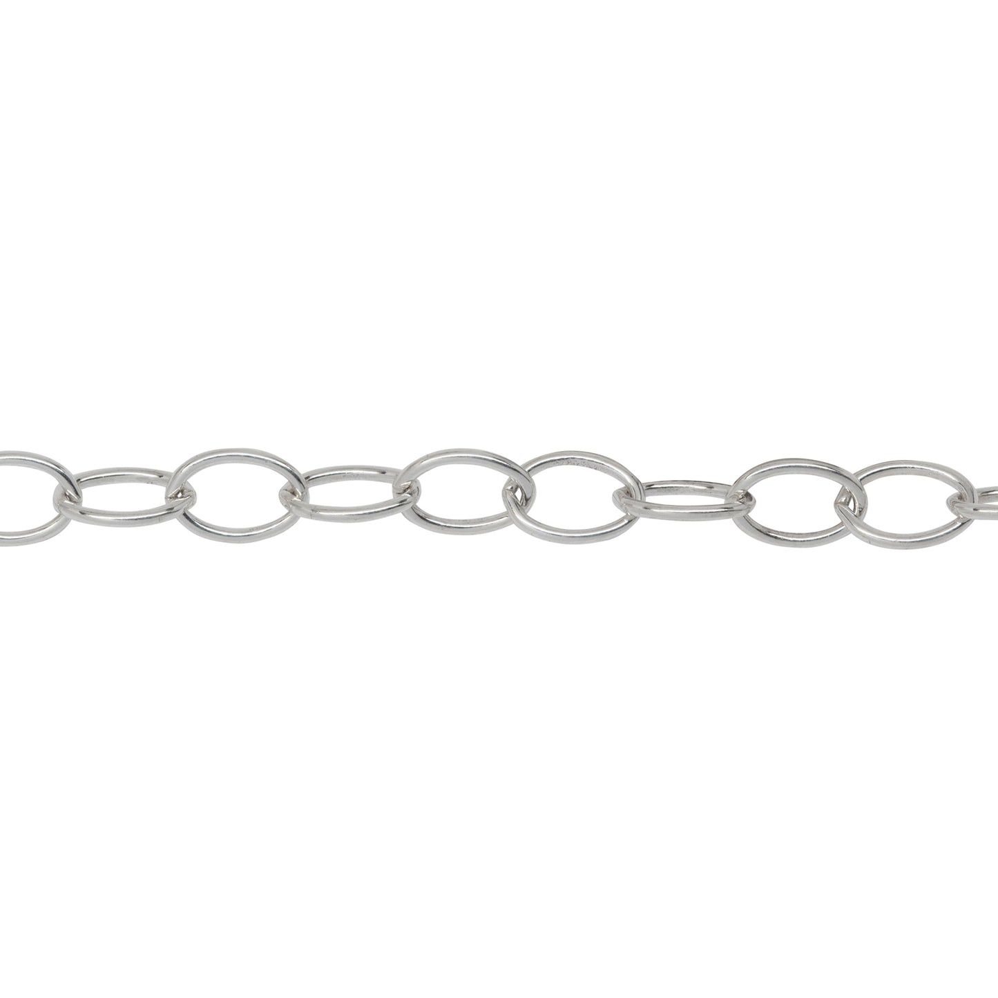 Chain by Foot. Sterling Silver 4.5mm Width by 6.6mm Length, Smooth Cable Chain. Price per: 1 Foot.