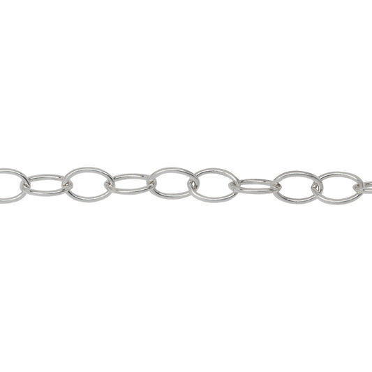 Chain by Foot. Sterling Silver 4.5mm Width by 6.6mm Length, Smooth Cable Chain. Price per: 1 Foot.