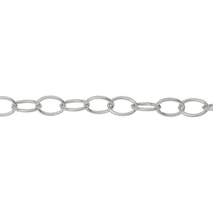 Chain by Foot. Sterling Silver 4.5mm Width by 6.6mm Length, Smooth Cable Chain. Price per: 1 Foot.