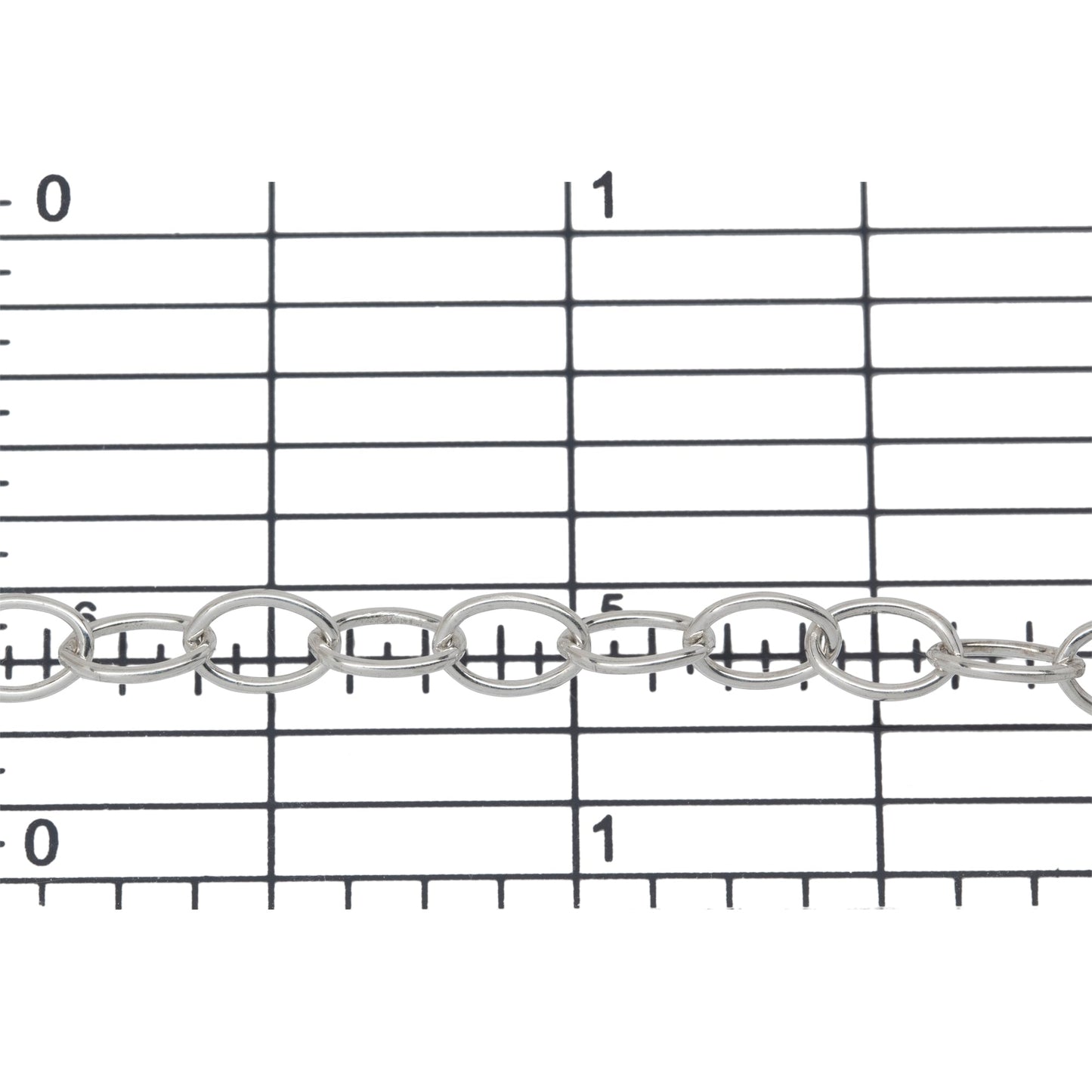 Sterling Silver 4.5mm Width by 6.6mm Length, Smooth Cable Chain. Price per: 1 Foot.