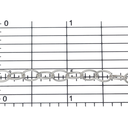 Sterling Silver 4.5mm Width by 6.6mm Length, Smooth Cable Chain. Price per: 1 Foot.