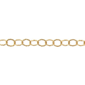 14kt Gold Filled 5.0mm Width / Length, Flat Hammered Circle Chain. Price per: 1 Foot.