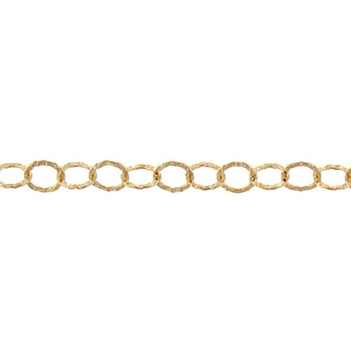 14kt Gold Filled 5.0mm Width / Length, Flat Hammered Circle Chain. Price per: 1 Foot.