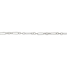 Load image into Gallery viewer, Sterling Silver Three of 1.7mm Width by 2.0mm Length Small Smooth Oval Links With Middle Link Being Corrugated Oval Link, Followed by 1.7mm Width by 5.0mm Length Large Corrugated Oval Link, Long and Short Chain. Price per: 1 Foot.
