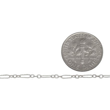 Load image into Gallery viewer, Sterling Silver Three of 1.7mm Width by 2.0mm Length Small Smooth Oval Links With Middle Link Being Corrugated Oval Link, Followed by 1.7mm Width by 5.0mm Length Large Corrugated Oval Link, Long and Short Chain. Price per: 1 Foot.
