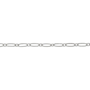 Chain by Foot. Sterling Silver 2.5mm Width by 5.2mm Length Larger Corrugated Oval Link Followed by 1.8mm Width by 2.1mm Length Smaller Smooth Oval Link, Long and Short Chain. Price per: 1 Foot.