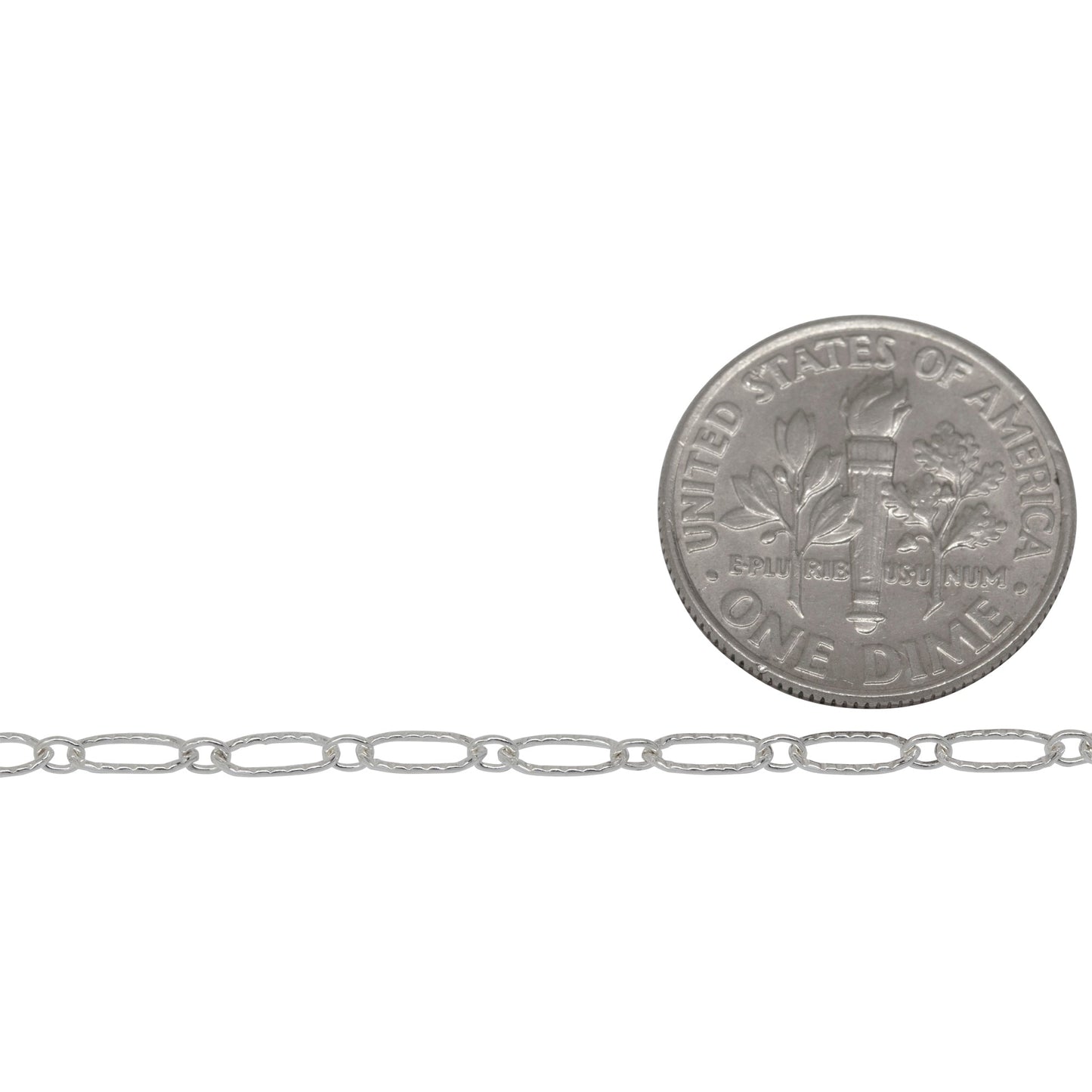 Sterling Silver 2.5mm Width by 5.2mm Length Larger Corrugated Oval Link Followed by 1.8mm Width by 2.1mm Length Smaller Smooth Oval Link, Long and Short Chain. Price per: 1 Foot.