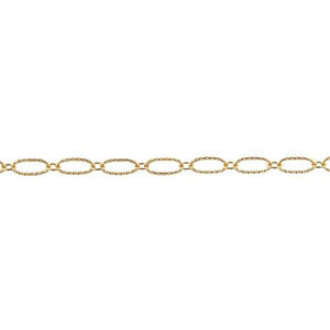 14kt Gold Filled 2.5mm Width by 5.2mm Length Larger Corrugated Oval Link Followed by 1.8mm Width by 2.1mm Length Smaller Smooth Oval Link, Long and Short Chain. Price per: 1 Foot.