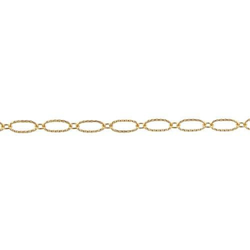 14kt Gold Filled 2.5mm Width by 5.2mm Length Larger Corrugated Oval Link Followed by 1.8mm Width by 2.1mm Length Smaller Smooth Oval Link, Long and Short Chain. Price per: 1 Foot.