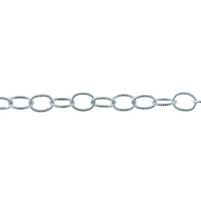 Sterling Silver 3.6mm width by 4.6mm length, Twisted Cable Chain. Price per: 1 Foot.