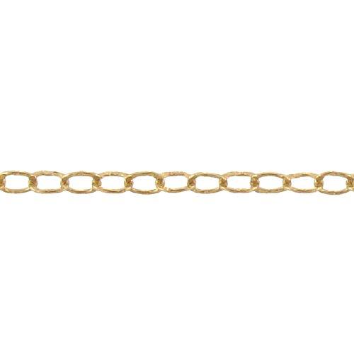 14kt Gold Filled 2.5mm width by 3.6mm length, Hammered Cable Chain. Price per: 1 Foot.