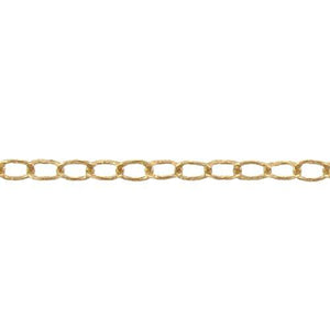 14kt Gold Filled 2.5mm width by 3.6mm length, Hammered Cable Chain. Price per: 1 Foot.