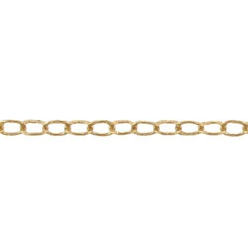 14kt Gold Filled 2.5mm width by 3.6mm length, Hammered Cable Chain. Price per: 1 Foot.