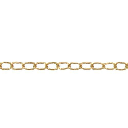14kt Gold Filled 2.5mm width by 3.6mm length, Hammered Cable Chain. Price per: 1 Foot.