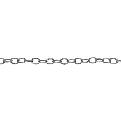 Sterling Silver Oxidized 2.5mm width by 3.6mm length, Hammered Cable Chain. Price per: 1 Foot.