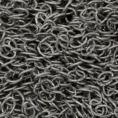 Sterling Silver Oxidized 2.5mm width by 3.6mm length, Hammered Cable Chain. Price per: 1 Foot.