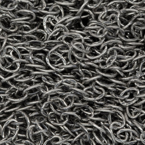 Sterling Silver Oxidized 2.5mm width by 3.6mm length, Hammered Cable Chain. Price per: 1 Foot.