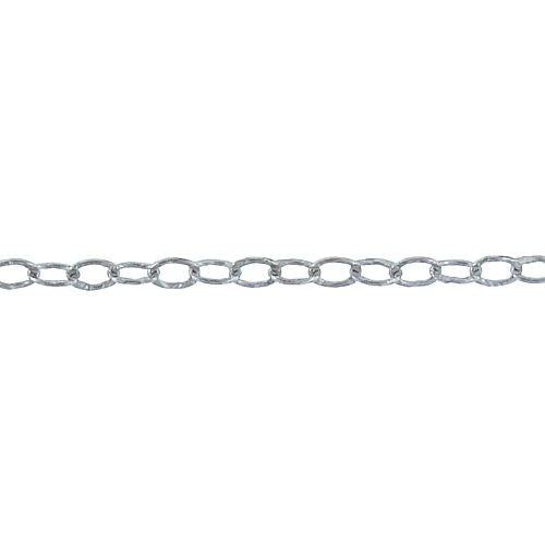 Sterling Silver Oxidized 2.5mm width by 3.6mm length, Hammered Cable Chain. Price per: 1 Foot.
