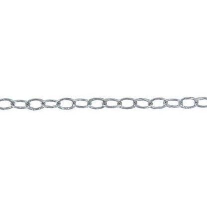 Sterling Silver Oxidized 2.5mm width by 3.6mm length, Hammered Cable Chain. Price per: 1 Foot.