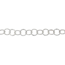 Load image into Gallery viewer, Chain by Foot. Sterling Silver 5.00mm Width / Length Hammered Wire, Circle Chain. Price per: 1 Foot.

