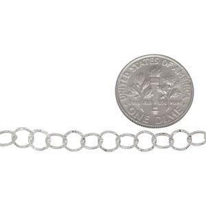 Sterling Silver 5.00mm Width / Length Hammered Wire, Circle Chain. Price per: 1 Foot.