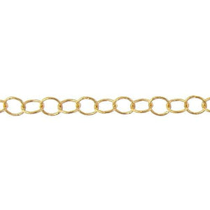 14kt Gold Filled 5.00mm Width / Length Hammered Wire, Circle Chain. Price per: 1 Foot.