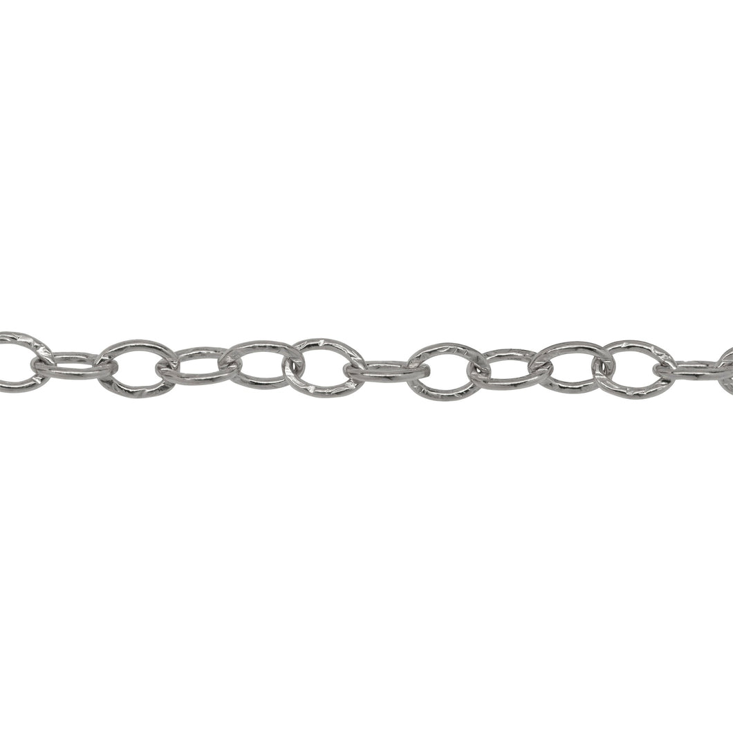 Chain by Foot. Sterling Silver 5.0mm Width / Length Hammered Wire, Circle Chain. Price per: 1 Foot.