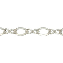 Load image into Gallery viewer, Sterling Silver 5.5mm Width by 8.2mm Length Flat Oval Curb Link connected to 3.8mm Width by 8.0mm Length Figure 8 Link, Figure 8 Chain. Price per: 1 Foot.
