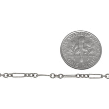 Load image into Gallery viewer, Sterling Silver One of 2.0mm width by 7.0mm length Smooth Long Link Followed by Three of 2.2mm width by 2.6mm length Smaller Smooth Oval Links, Long and Short Chain. Price per: 1 Foot.
