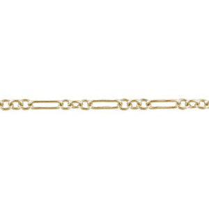 14kt Gold Filled One of 2.0mm width by 7.0mm length Smooth Long Link Followed by Three of 2.2mm width by 2.6mm length Smaller Smooth Oval Links, Long and Short Chain. Price per: 1 Foot.