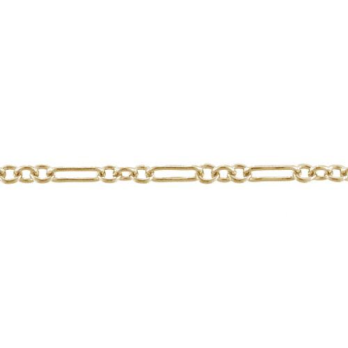 14kt Gold Filled One of 2.0mm width by 7.0mm length Smooth Long Link Followed by Three of 2.2mm width by 2.6mm length Smaller Smooth Oval Links, Long and Short Chain. Price per: 1 Foot.