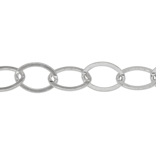 Chain by Foot. Sterling Silver 8.7mm Width 12.7mm Length, Flat Cable Chain. Price per: 1 Foot.