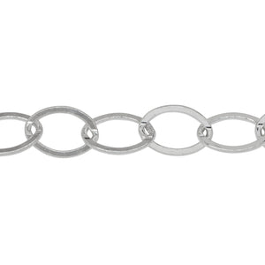 Chain by Foot. Sterling Silver 8.7mm Width 12.7mm Length, Flat Cable Chain. Price per: 1 Foot.