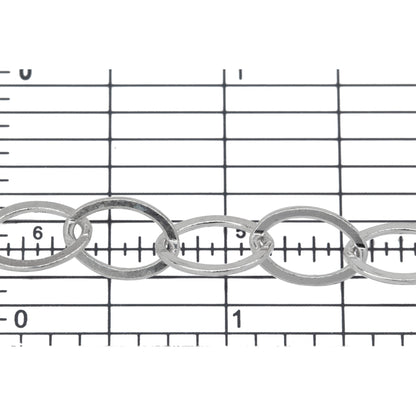 Sterling Silver 8.7mm Width 12.7mm Length, Flat Cable Chain. Price per: 1 Foot.