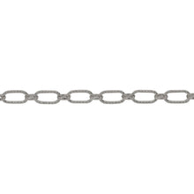 Load image into Gallery viewer, Sterling Silver One of 3.2mm Width by 6.3mm Length Corrugated Elongated Oval Link Followed by One of 2.6mm Width by 3.1mm Length Smaller Smooth Oval Link, Long and Short Chain. Price per: 1 Foot.
