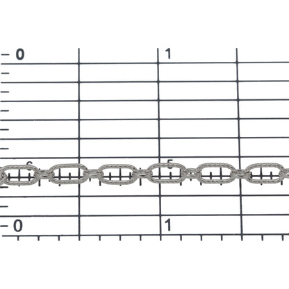 Sterling Silver One of 3.2mm Width by 6.3mm Length Corrugated Elongated Oval Link Followed by One of 2.6mm Width by 3.1mm Length Smaller Smooth Oval Link, Long and Short Chain. Price per: 1 Foot.