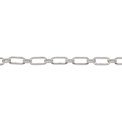 Sterling Silver One of 3.2mm width by 6.3mm length Flat Elongated Oval Link Followed by One of 2.6mm width by 3.1mm length Smaller Smooth Oval Link, Long and Short Chain. Price per: 1 Foot.