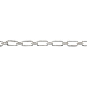 Sterling Silver One of 3.2mm width by 6.3mm length Flat Elongated Oval Link Followed by One of 2.6mm width by 3.1mm length Smaller Smooth Oval Link, Long and Short Chain. Price per: 1 Foot.