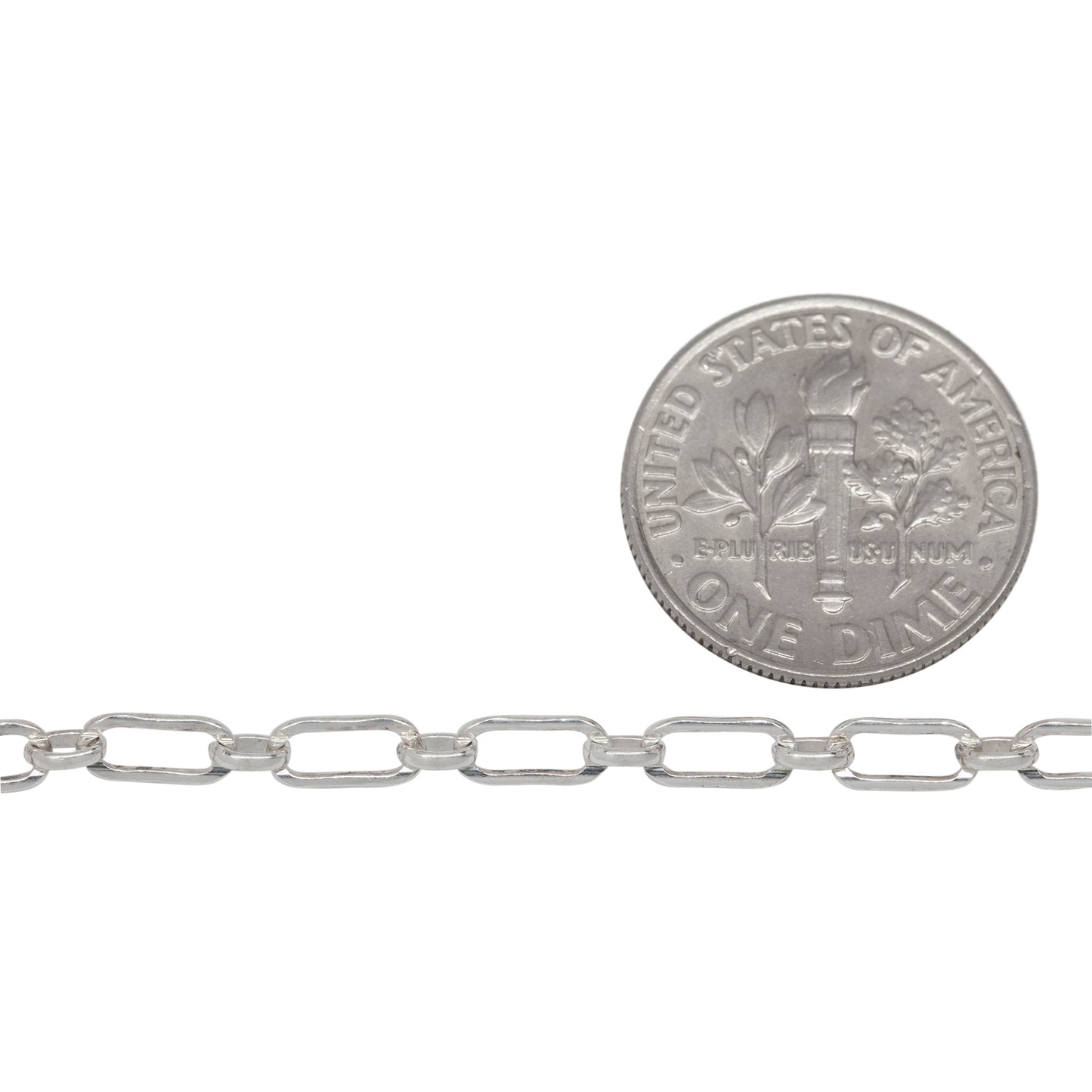 Sterling Silver One of 3.2mm width by 6.3mm length Flat Elongated Oval Link Followed by One of 2.6mm width by 3.1mm length Smaller Smooth Oval Link, Long and Short Chain. Price per: 1 Foot.