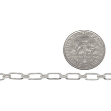 Load image into Gallery viewer, Sterling Silver One of 3.2mm width by 6.3mm length Flat Elongated Oval Link Followed by One of 2.6mm width by 3.1mm length Smaller Smooth Oval Link, Long and Short Chain. Price per: 1 Foot.
