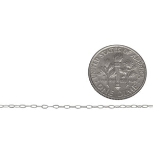 Sterling Silver 1.06mm Width 2.0mm Length, Flat Elongated Cable Chain. Price per: 1 Foot.