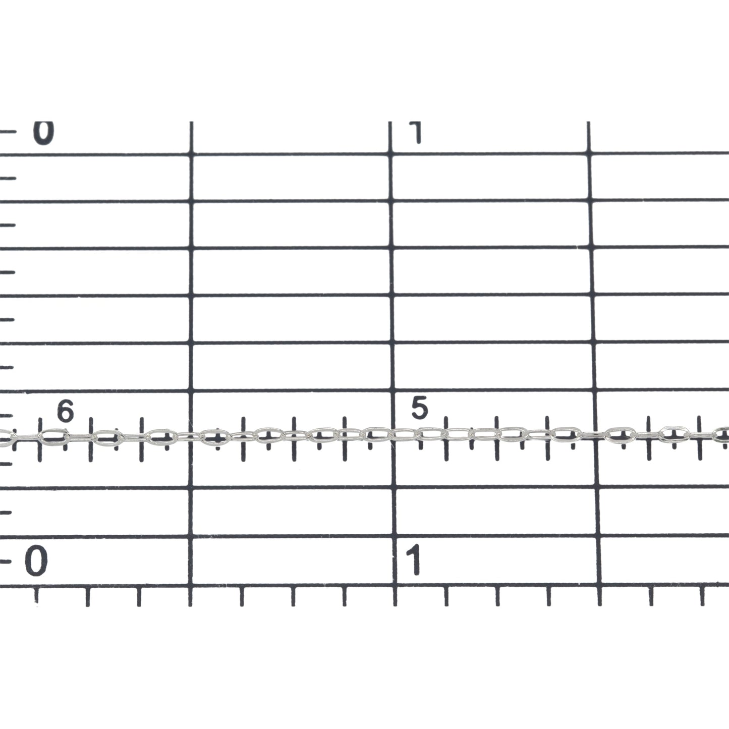 Sterling Silver 1.06mm Width 2.0mm Length, Flat Elongated Cable Chain. Price per: 1 Foot.