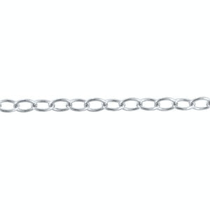 Sterling Silver 0.90mm Width by 1.7mm Length, Smooth Elongated Cable Chain. Price per: 1 Foot.