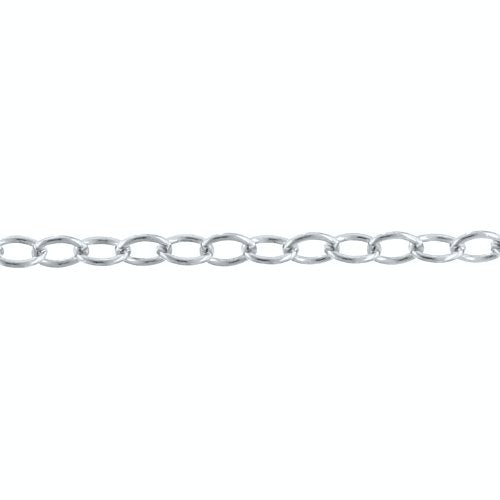 Sterling Silver 0.90mm Width by 1.7mm Length, Smooth Elongated Cable Chain. Price per: 1 Foot.