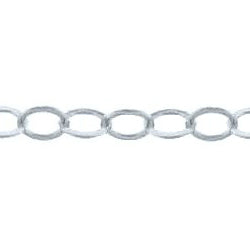 Sterling Silver 1.10mm Width by 1.60mm Length, Flat Cable Chain. Price per: 1 Foot.