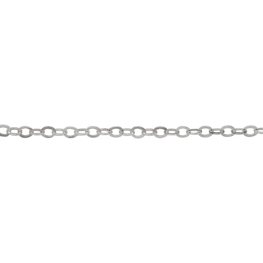 Chain by Foot. Sterling Silver 2.2mm Width by 2.7mm Length, Flat Cable Chain. Price per: 1 Foot.