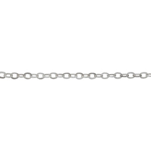 Chain by Foot. Sterling Silver 2.2mm Width by 2.7mm Length, Flat Cable Chain. Price per: 1 Foot.
