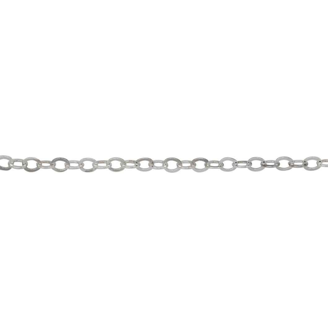 Chain by Foot. Sterling Silver 2.2mm Width by 2.7mm Length, Flat Cable Chain. Price per: 1 Foot.