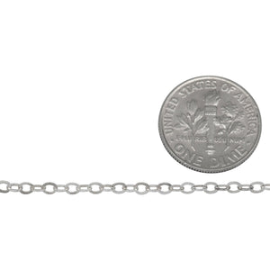 Sterling Silver 2.2mm Width by 2.7mm Length, Flat Cable Chain. Price per: 1 Foot.